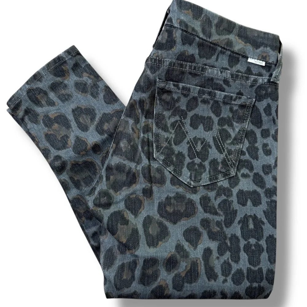 MOTHER The Looker Leopard Paw Wash Mid Rise Skinny Dark Grey - Picture 2 of 11